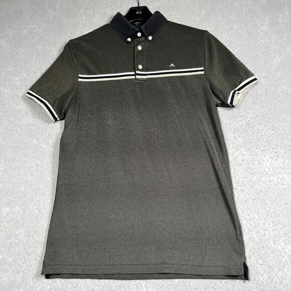 J Lindeberg Polo Golf Shirt Mens Size Small Gray Short Sleeve Collared Logo - Picture 1 of 12